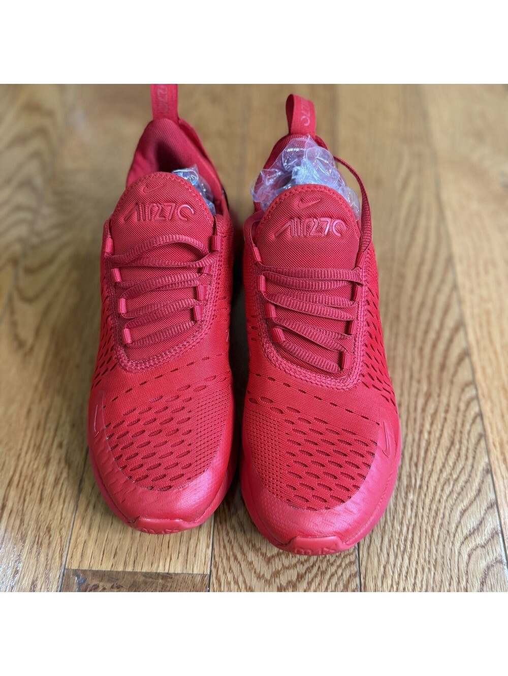Size US 5.5 Y / 7 Women’s Nike Air Max 270 (GS) Red Unisex Kids Mesh Sneaker - Picture 5 of 9